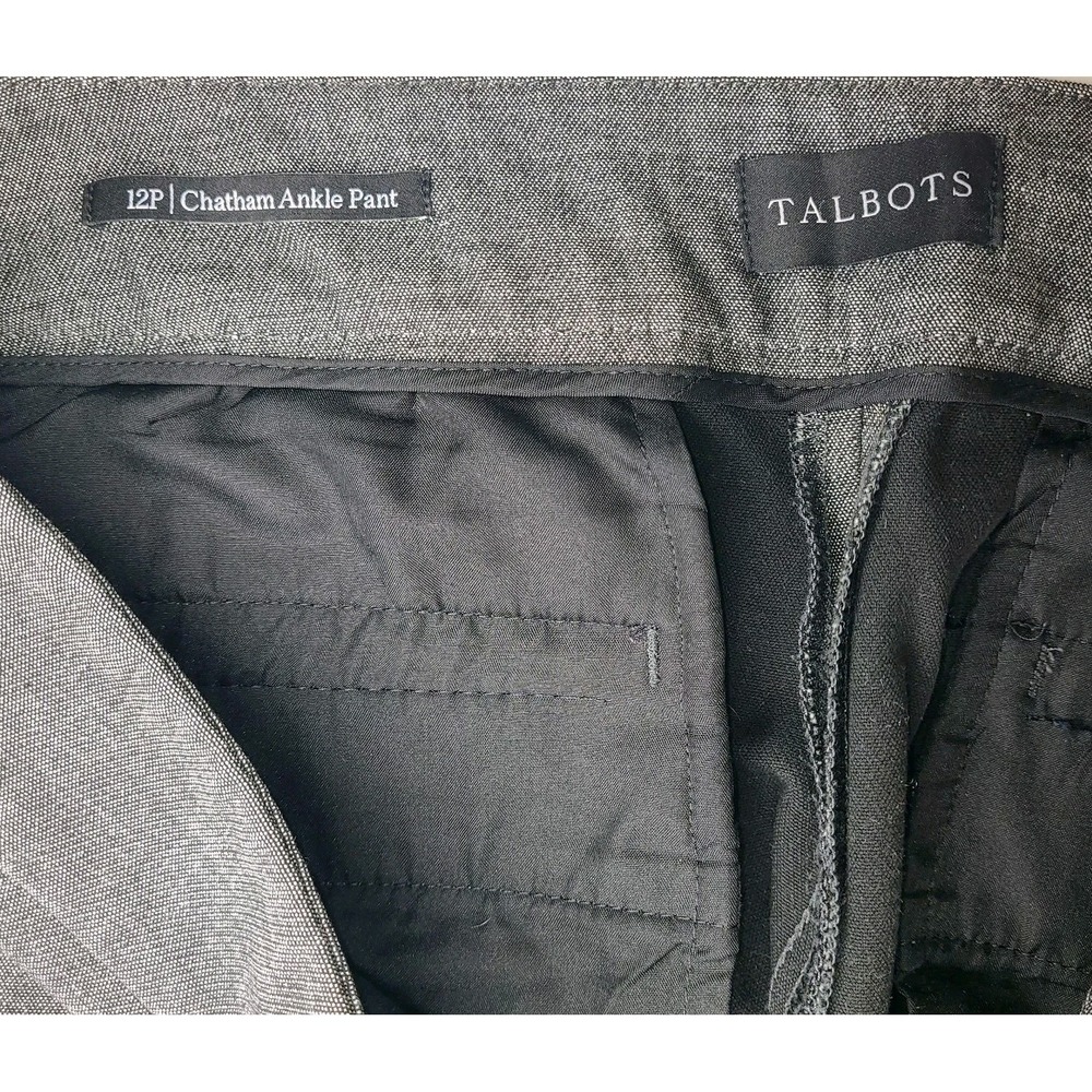 Talbots Chatham Ankle Pants 12P Gray Side Zip Career Slim Stretch - Picture 4 of 6